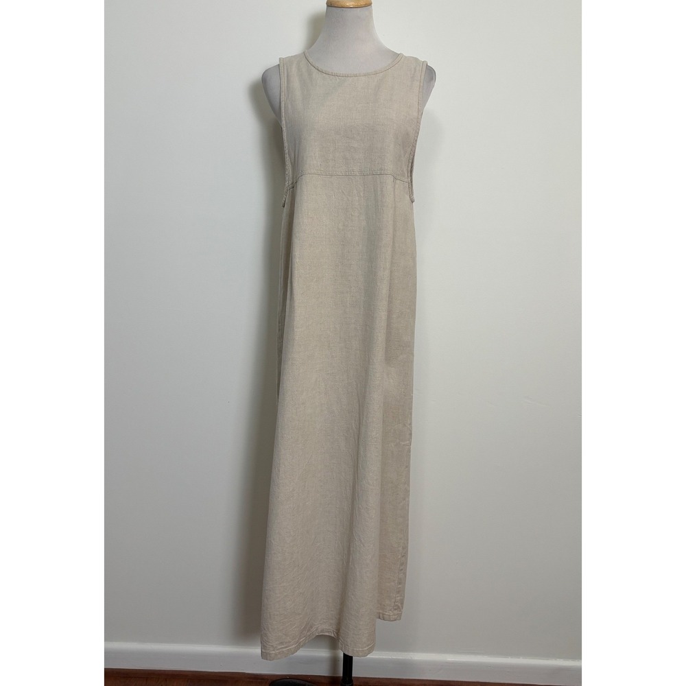 Linen Cotton Maxi Dress Jumper 9 Earthy Lagenlook Coastal Sleeveless Layering